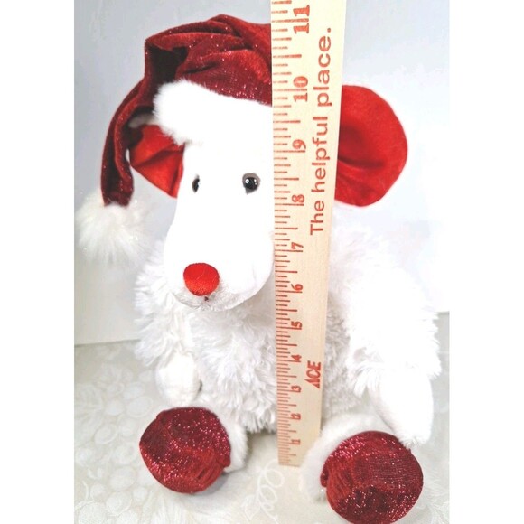 Dan Dee Collectors Choice White Christmas Mouse Red Hat Stuffed Animal Plush Toy - Picture 2 of 7